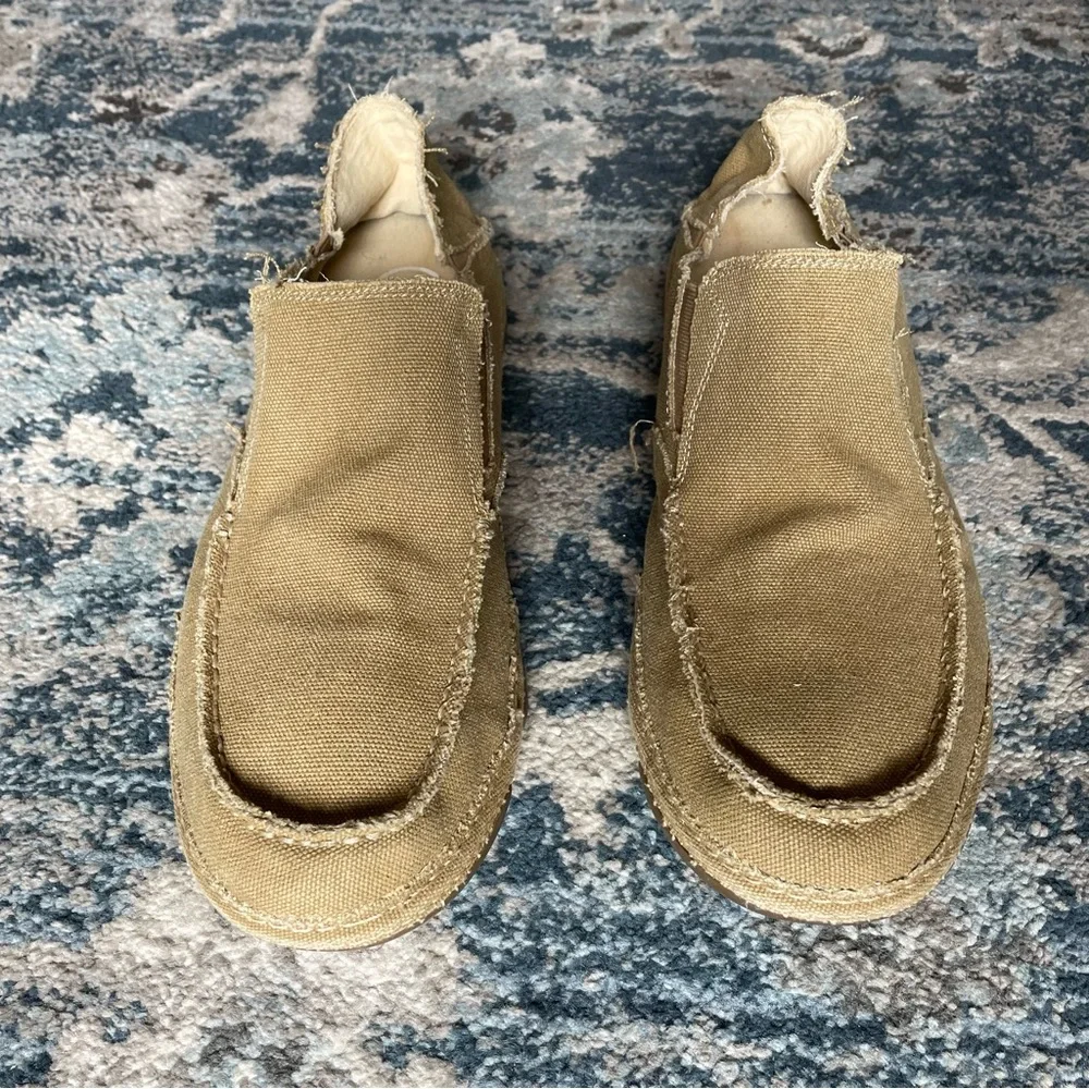 Men’s Tony Lama Canvas Slip on shoe cushion insole winter wheat color size 14